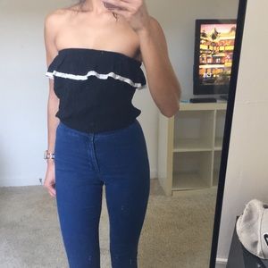 Black Ruffle Tube Top